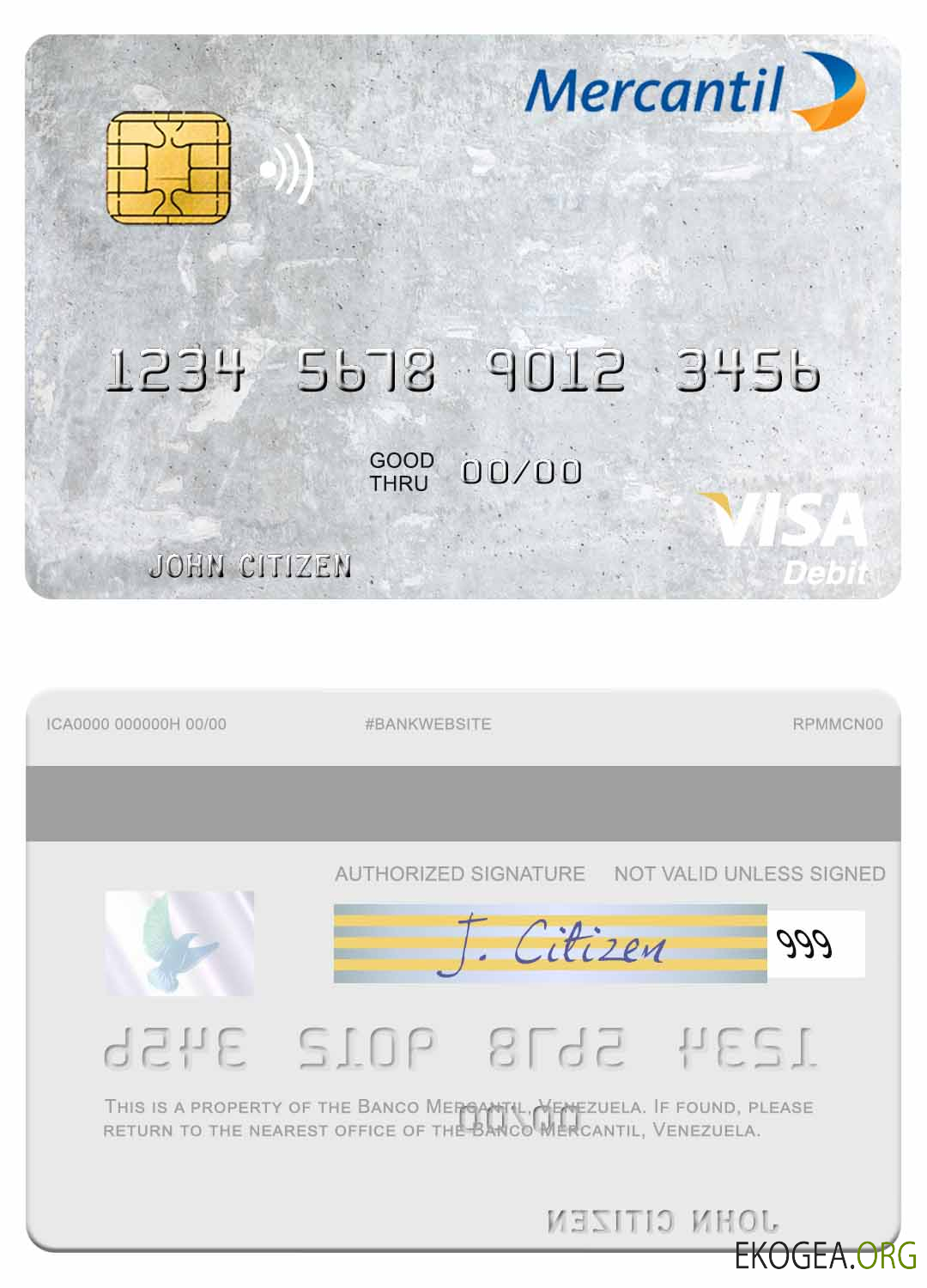Carte de débit Visa Banco Mercantil Venezuela